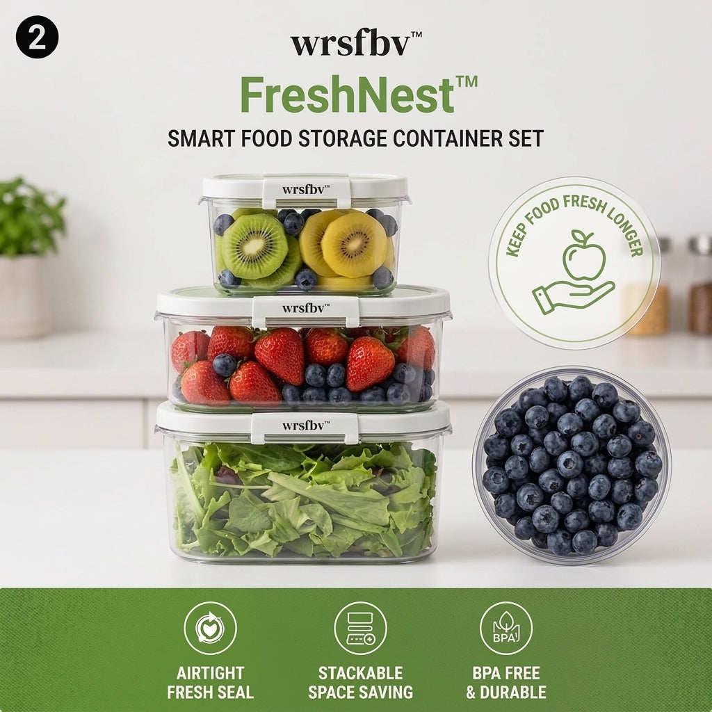 𝑤𝑟𝑠𝑓𝑏𝑣™ FreshNest™ Smart Food Storage Container Set