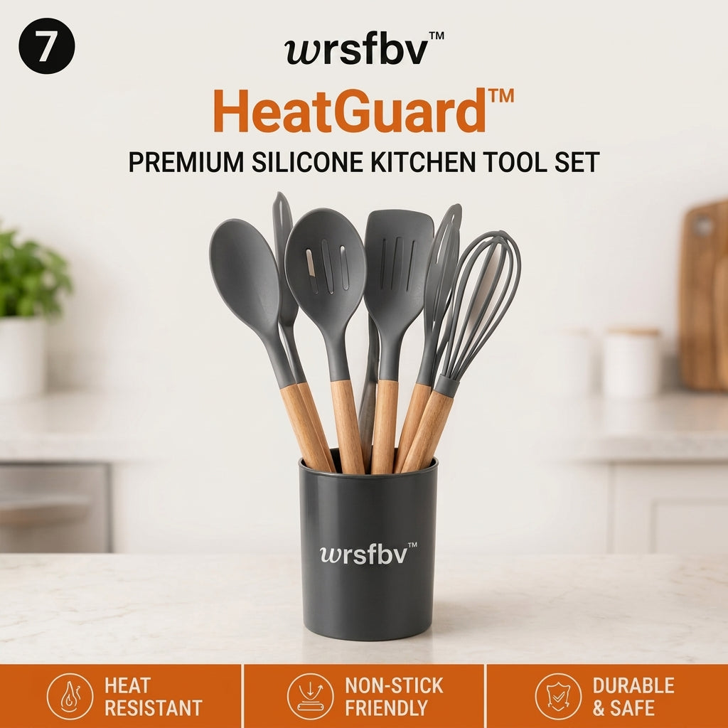 𝑤𝑟𝑠𝑓𝑏𝑣™ HeatGuard™ Premium Silicone Kitchen Tool Set